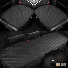 Leather Car Seat Bottom Covers, 1 Pair Front Driver Seat Pad & 1 Rear Bench
