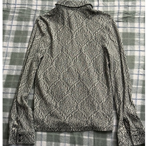Topman Patterned Button Down Long Sleeve Shirt Gray Print S - Picture 3 of 3