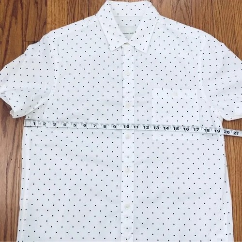Camicia uomo American Eagle cotone nero a pois bianca maniche corte con bottoni - Foto 12 di 14