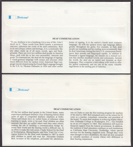1993 Deaf Communication signing Sc 2783 2784 FDC premium Fleetwood cachets - Picture 2 of 2