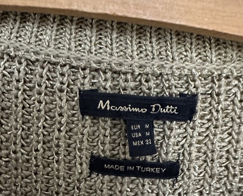 Massimo Dutti Women’s Wool Blend Knit Jumper Size M Beige With Gold Silk Thread - Picture 10 of 17
