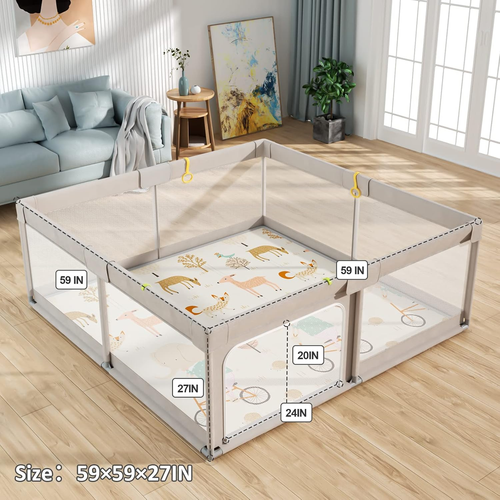 Mloong Baby Laufstall mit Matte, 59X59 cm extra großer Laufstall für Babys und zu - Bild 2 von 12