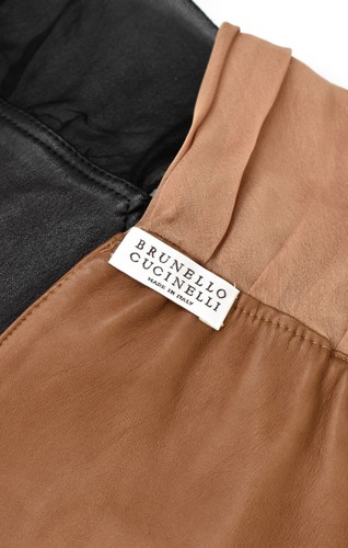 BRUNELLO CUCINELLI Women's Wide Leather Chiffon Waist Belts 2 Pieces Black Brown - Picture 17 of 19