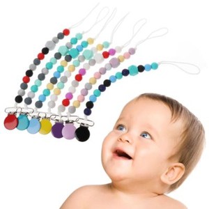 Baby Dummy Chain Silicone Pacifier Bead Dummy Clip Infant Newborn Teether Toy