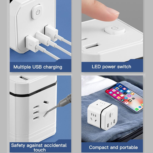 Power Strip with USB C, Power Board with 4 Outlets and 3 USB Ports, 1.8M Power C - Picture 3 of 7