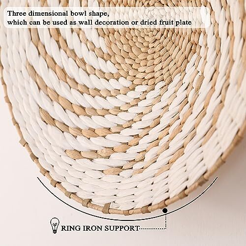 7 Pack Boho Wall Basket Decor - Seagrass Rattan Wicker Wall Decor Round - Picture 6 of 7