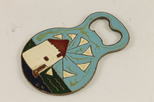 Antique Greece STORK WINDMILL  Enamel Bronze Bottle Opener - Bild 4 von 4