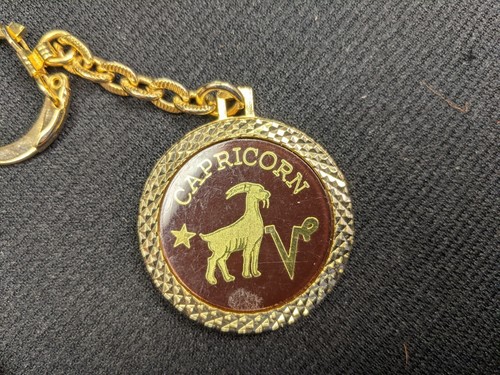 Cool CAPRICORN ZODIAC Goldtone Keychain Key Ring Fob Pendant - Picture 2 of 4
