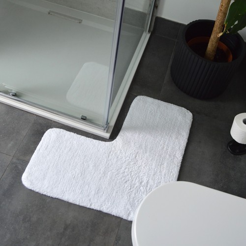 Corner Shower Mat 70 x 35cm - 100% Cotton L-Shaped Bath Mat Supersoft, Absorbent - Picture 36 of 54