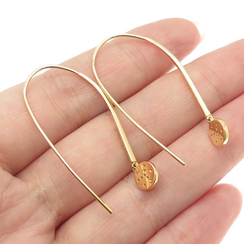 DBJ DEE BERKLE 925 Sterling Silver Gold Plated Real Diamond Hook Earrings - Picture 2 of 7