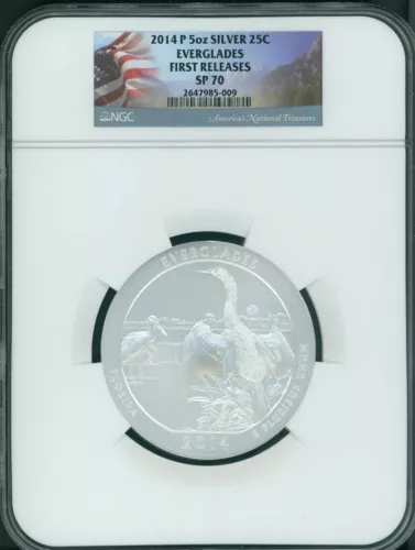 2014-P EVERGLADES FLORIDA NP ATB 5 OZ. SILVER NGC SP70 FIRST RELEASES FR F.R.