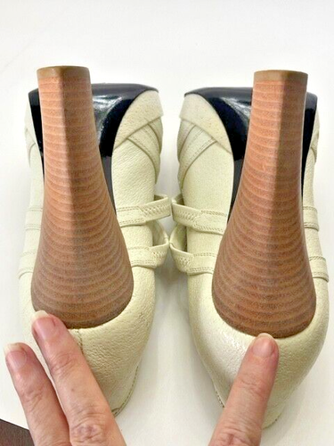 VINTAGE Louis Vuitton Ivory Cream Leather Strappy Platform Pumps Heels Sz 38.5 8 - Picture 14 of 17