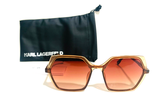 OCCHIALI DA SOLE KARL LAGERFELD KL6083S 246 MARRONE SFUMATO GEOMETRICO AUTENTICI 56-17 - Foto 4 di 9