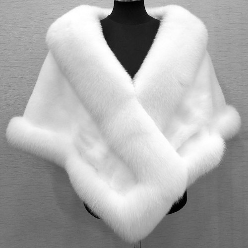 Women Winter Faux Fur Shawl Coat Shawl Stole Wrap Scarf Cloak Cape Tops Warm - Picture 9 of 14