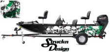 Skulls Graphic Abstract Fishing Bass Boat Wrap Decal Vinyl Pontoon Green Black