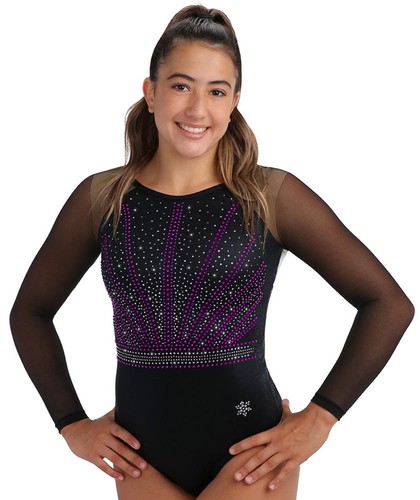 NEW! Kenna Girls Black Gymnastics Competition Leotard by Snowflake Designs - 第 1/2 張圖片