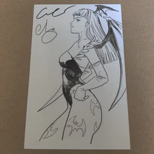 Darkstalkers Morrigan Original Art by Isaac and Esau Escorza 7x10 Signed w/COA🍀