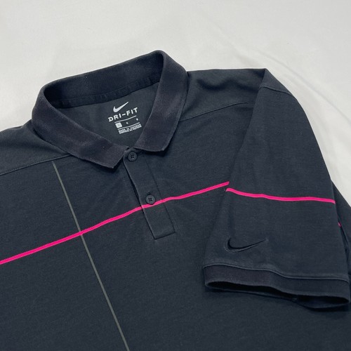 Nike Golf Poloshirt Herren Large Pique Dri-Fit AT3884 Schwarz Pink Kurzarm