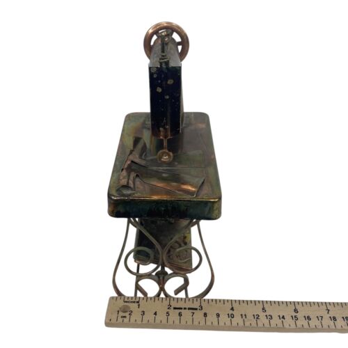 Vintage Copper Treadle Sewing Machine Music Box "The Way We Were" Mid-Century 8" - Picture 9 of 10