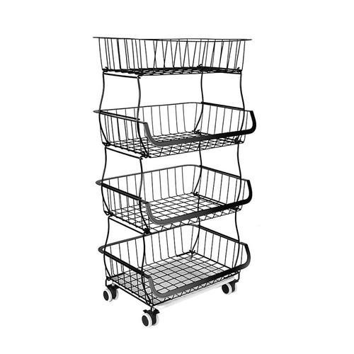 2-6Tier Movable Kitchen Storage Rack Trolley Organiser Fruit Vegetable Tidy Rack - Picture 11 of 15