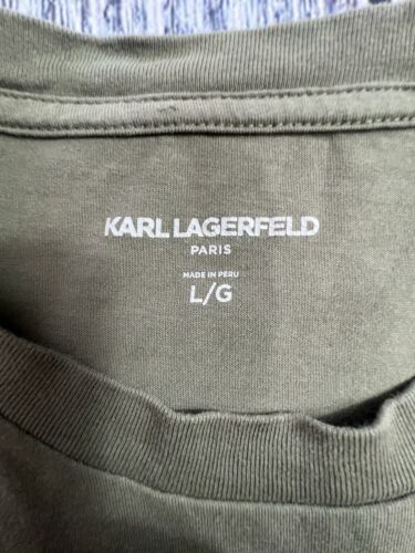 T-shirt uomo Karl Lagerfeld grande verde oliva nome scritto lettere nere - Foto 6 di 9