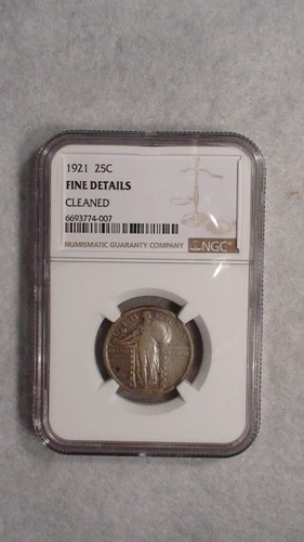1921 P NGC FINE STANDING QUARTER 25C SILVER COIN BUY IT NOW!