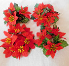 Dark Red Poinsettia 6.5" Candle Ring 3" Opening Christmas Holiday Home Decor USA