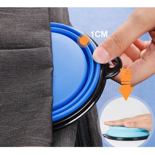 2pcs Collapsible Dog Cat Pet Bowls Food Water Feeding Silicone Portable Travel - Picture 3 of 7
