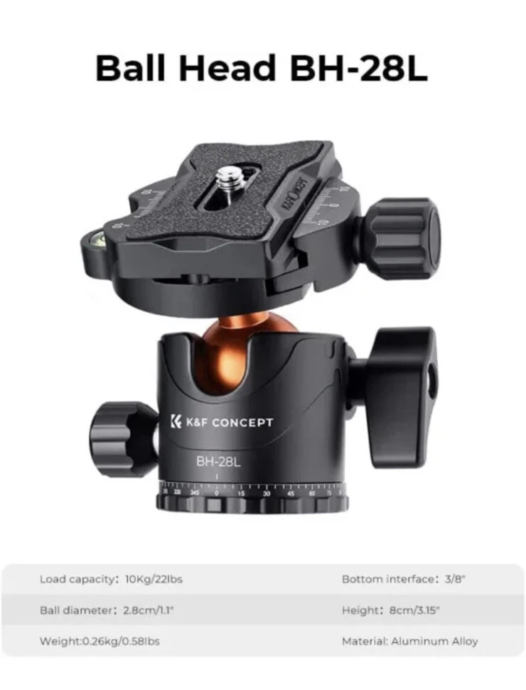 K&F Concept B234A1+BH-28L Tripod - Thumbnail 3