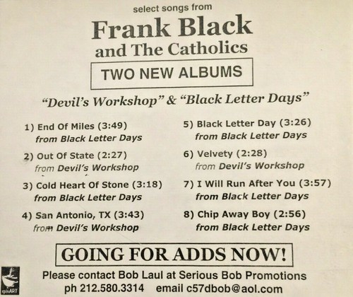 RADIO SHOW 2002 FRANK BLACK & THE CATHOLICS DEVIL'S WORKSHOP & BLACK LETTER DAYS - Picture 2 of 2