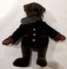 2002 Boyds Jointed Dark Brown Bear 17" Plush with Jacket Scarf
