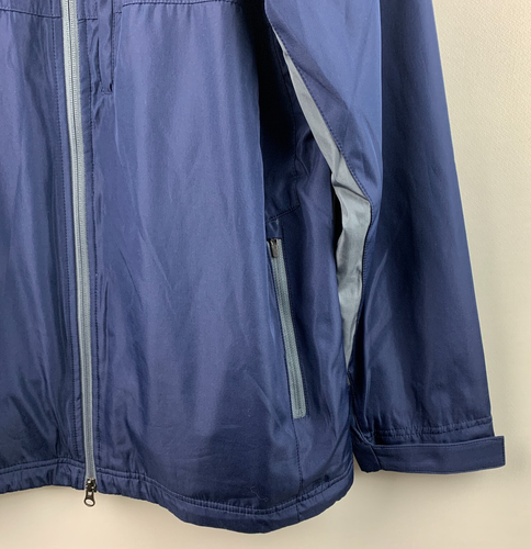 New Balance Jacket Navy Blue Stand Collar Zip Pockets Drawcord Hem Lined Size L - Bild 7 von 12