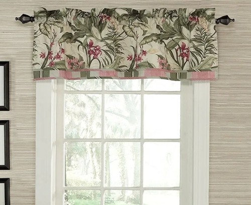 Waverly WAILEA COAST Tropical Red Green Floral Beach Coastal Valance NEW 52X16 - Picture 1 of 6