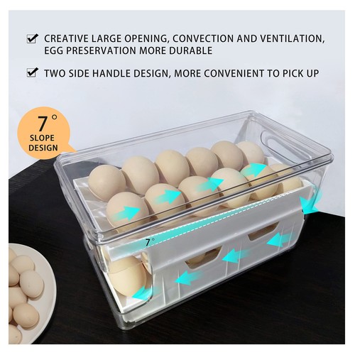 Rolling Egg Holder For Refrigerator Automatic 24 Count Egg Dispenser For Refrige - Picture 6 of 9