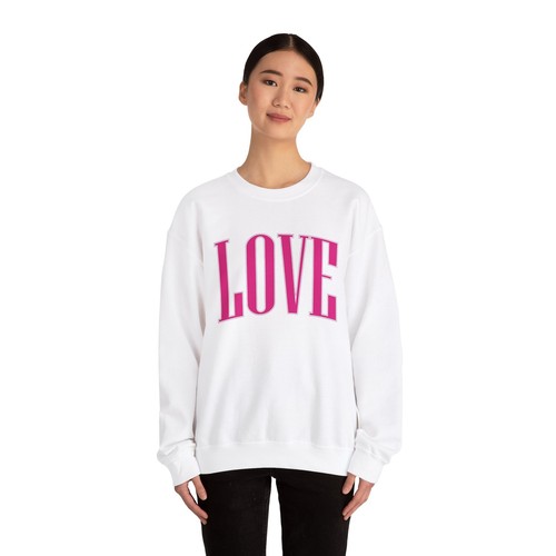 LOVE Valentine's Day Unisex Sweatshirt, Heart Print Pullover Jumper, Retro - Picture 7 of 19