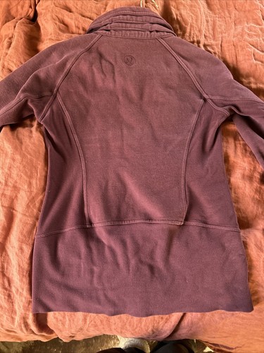 Lululemon Burgunderrot Scuba Zip Heavy Knit Jacket Oversize Kragen 10 Baumwollmischung - Bild 7 von 7