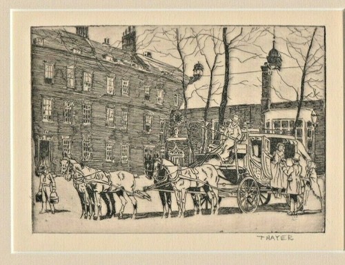 Albert R Thayer (1878-1965) COLONIAL CARRAIGE etching PENCIL SIGNED Listed  - Picture 1 of 2