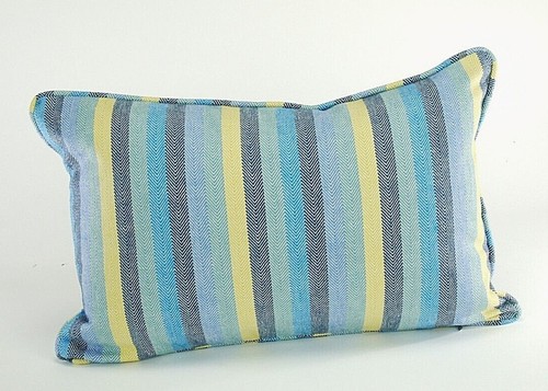 Piped Striped Blue and Yellow Cushion Cover in 3 Sizes Square or Rectangle - Picture 4 of 4