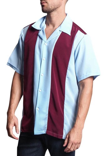 Men's Button Up Striped Bowler Guayabera Bowling Casual Dress Shirts 2018-BOW - Picture 44 of 82