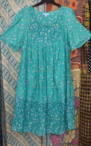 Women's Plus Only Necessities Caftan Muumuu House Dress 1X w/50B Turquoise NWOT