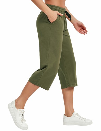 Women Capri Pants Casual Loose Jogger Wide Leg Summer Drawstring Yoga Sweatpants - Picture 26 of 90