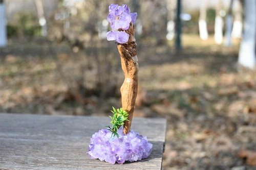 6.4" Hand carved amethyst Life Tree Resin man Natural reiki Decor heal gift 1pc - Picture 10 of 10
