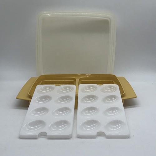 Vintage Tupperware Deviled Egg Keeper Carrier Tray Container 723-3 Harvest Gold - Picture 3 of 6