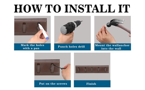 2 x Plastic Coat Hooks Rack Wall Mounted 5 Pegs Door Holder Clothes Hanger - Picture 3 of 36