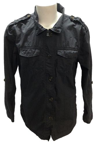 Men's XL Buffalo David Bitton Charcoal Cotton Jacket Lightweight Button Zip - Picture 1 of 11