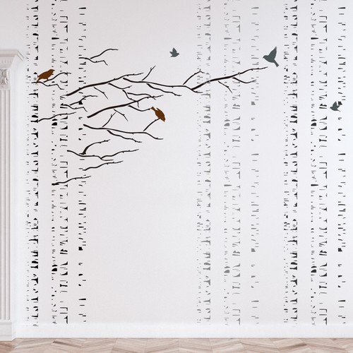 Birches Tree Stencil, Large Reusable Forest Stencils for Walls Home DIY deco - Picture 2 of 8