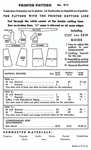 APRON Pinafore Bib Full EMBROIDERED Misses McCall 917 Vtg 1941 Sewing Pattern - Picture 11 of 13