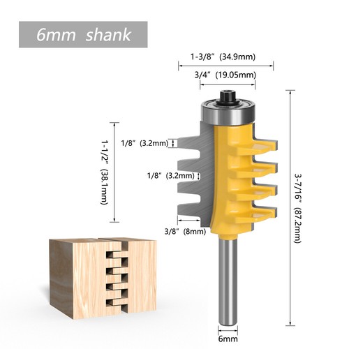 Shank Rail Finger Joint Glue Router Bit Cone Tenon Woodwork Cutter Power Wood - Foto 11 di 15