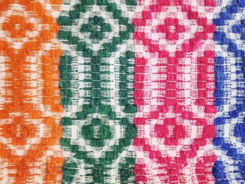 Vintage Traditional Guatemalan Woven Multicolor Bedspread 75x53 inches - Picture 6 of 12