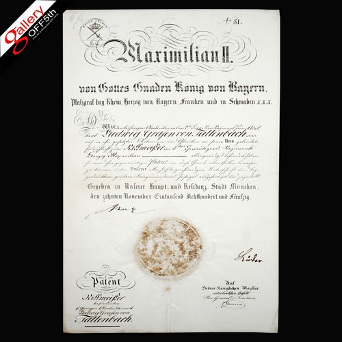 Documento de patente firmado por el rey Maximiliano José II Chamberlain Corte Real - Imagen 12 de 12
